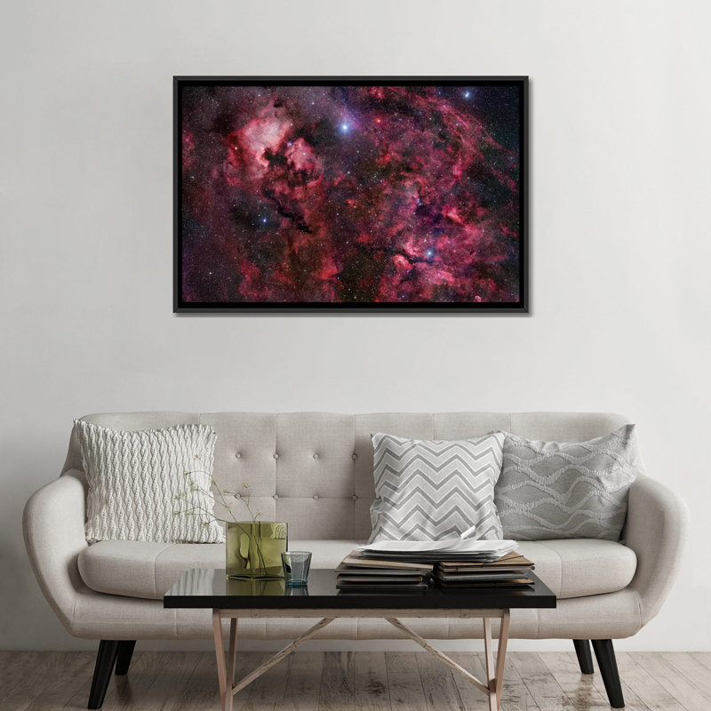 « cygnus mosaic i », impression sur toile, Toile avec cadre noir, Pas de tapis, H 32 po x l 48 po x P 1,5 po