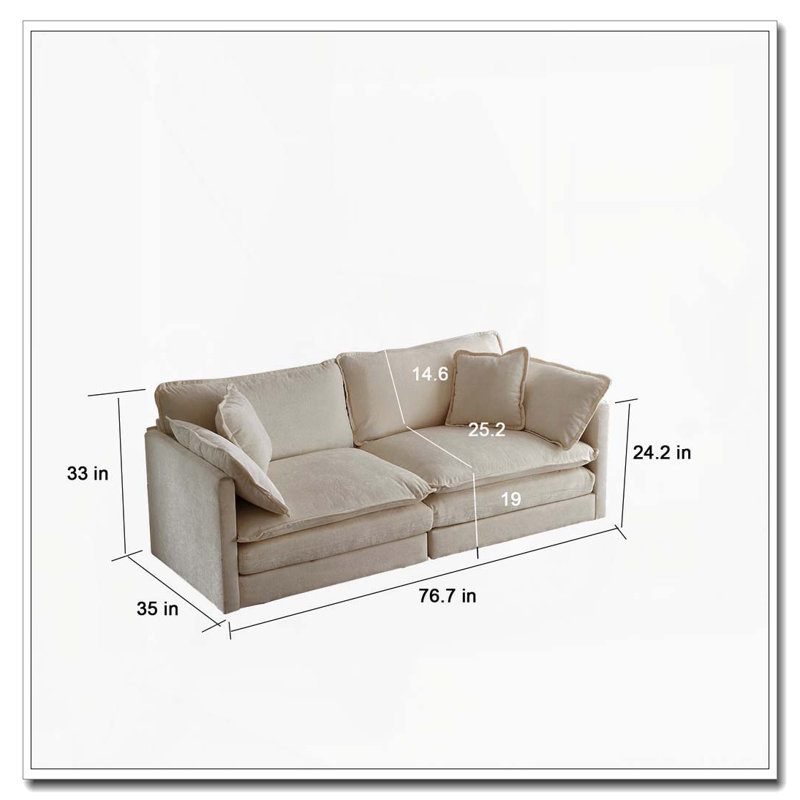 Canapé moderne en tissu pour salon, siège profond rembourré de grande taille, Café léger + 2 sièges + 2 chaises
