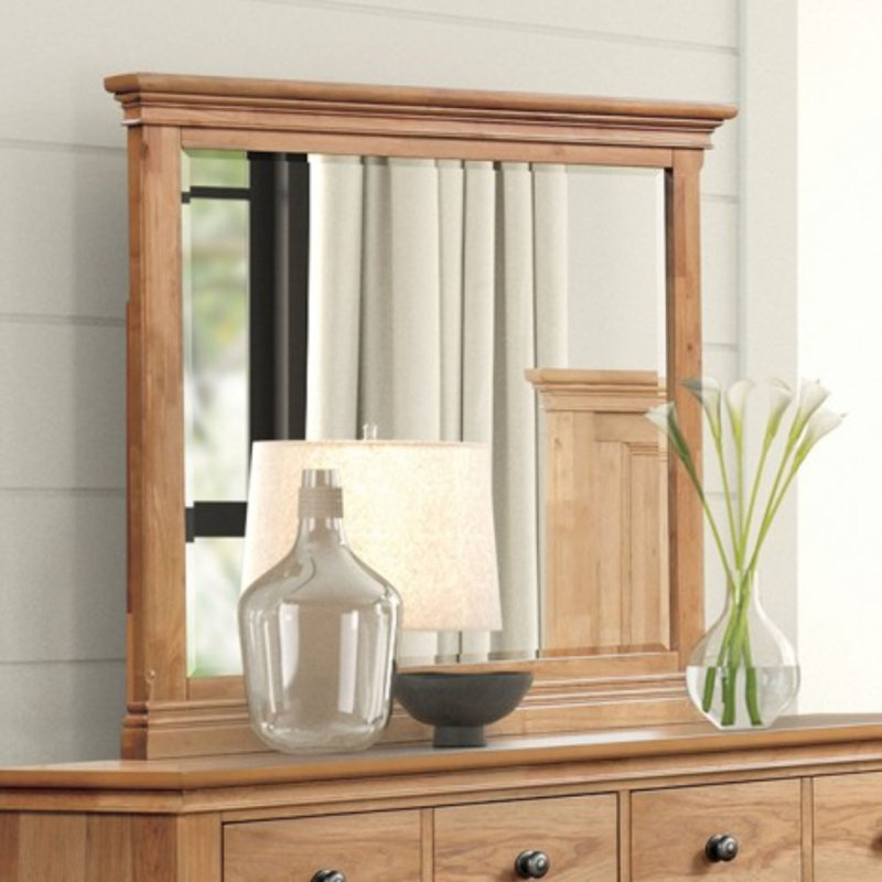 Miroir biseauté en bois d'hévéa massif Farmhouse