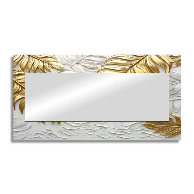 Golden Cream Palms Reunion II - Palms & Palm Trees Accent Wall Mirror - Printed On Metal