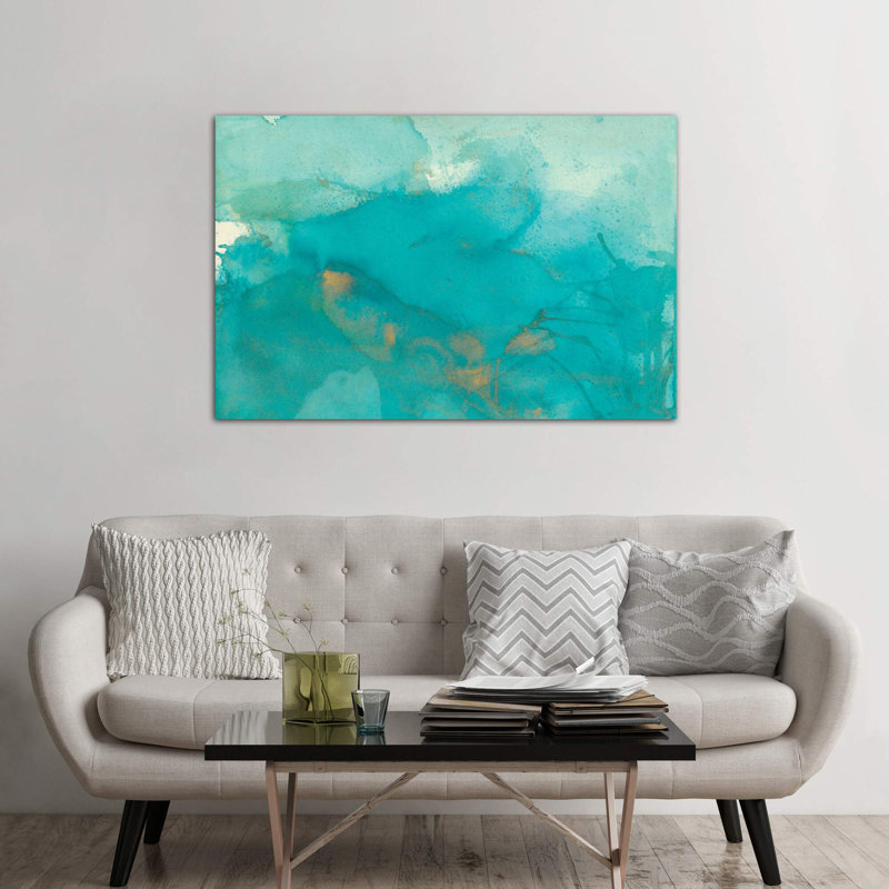 Turquoise Moment II by Joyce Combs - Painting on Canvas, 20.32 cm H x 30.48 cm W, No Frame