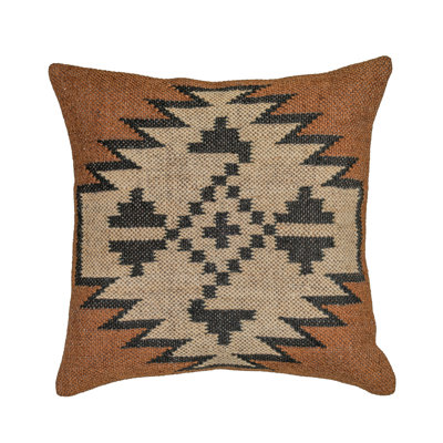 Terra "clay" 20 Inch Square Wool And Jute Kilim Throw Pillow