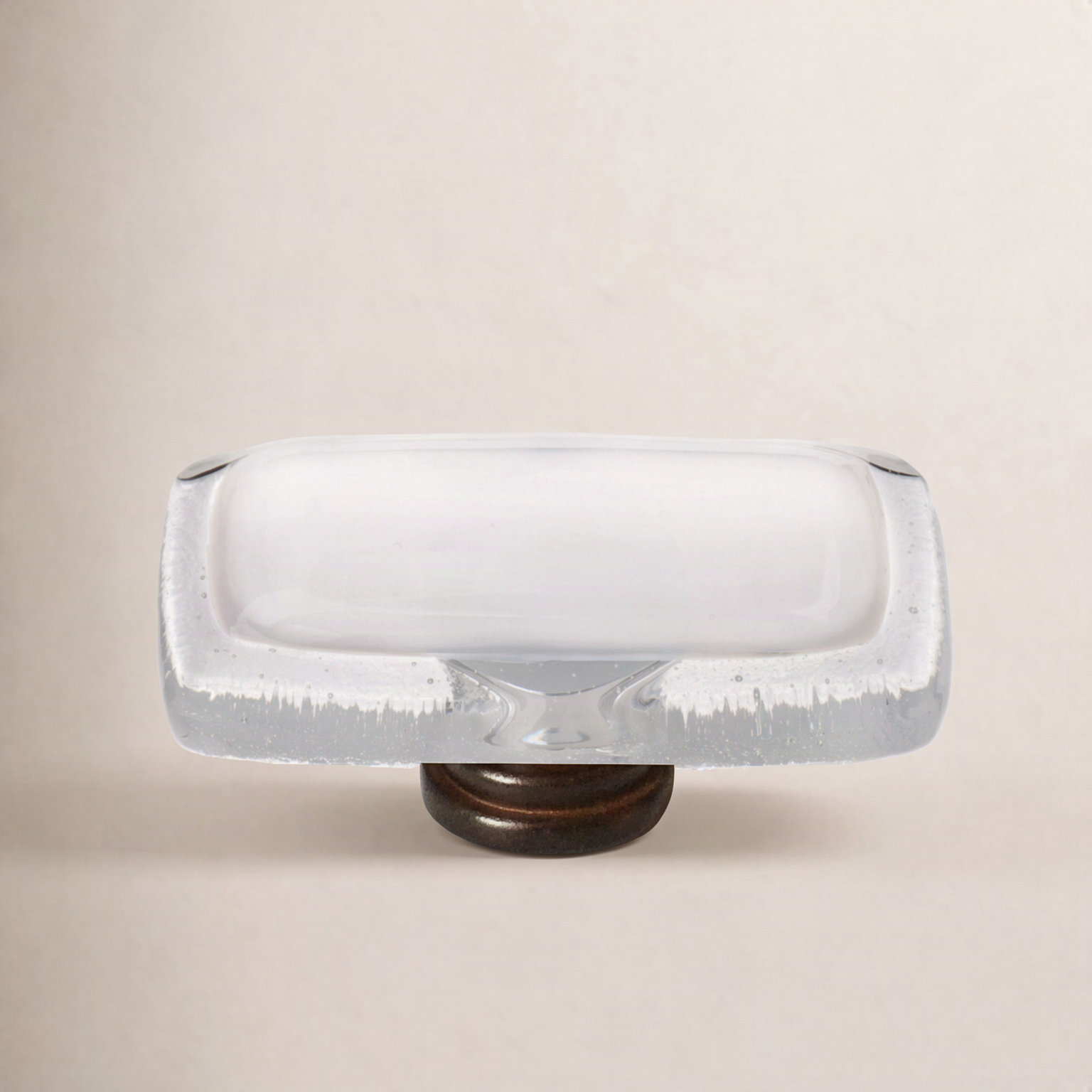 Reflective Rectangular Cabinet Knob, White, Oil Rubbed Bronze