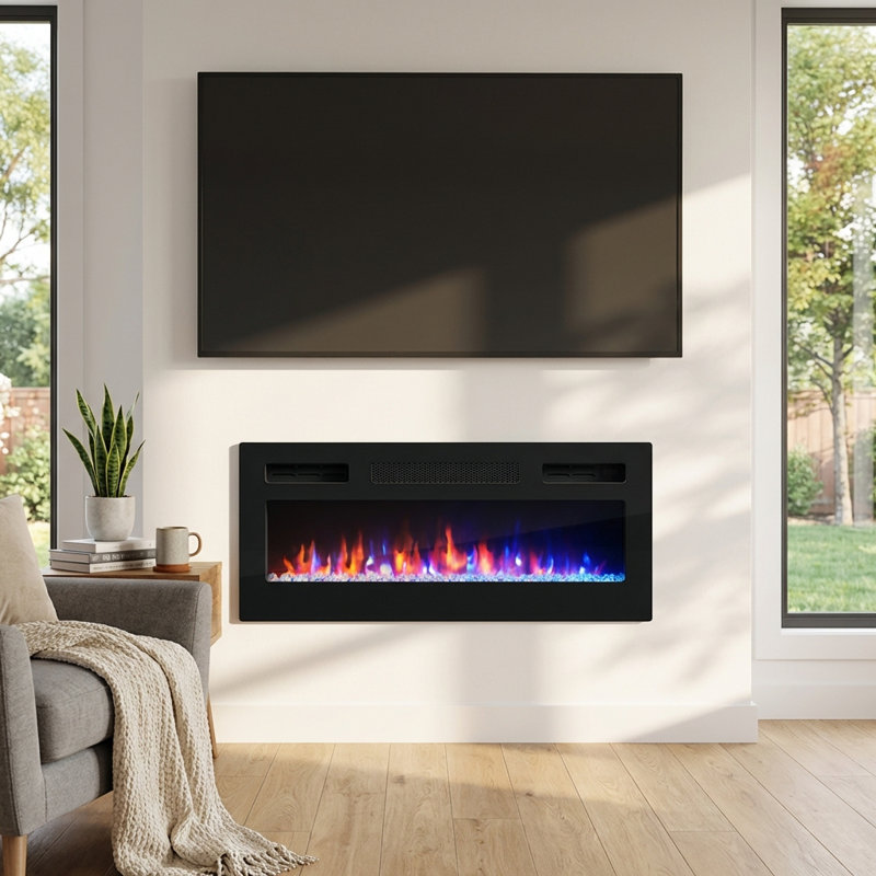 31.5" Electric Fireplace Heater - Black, Black