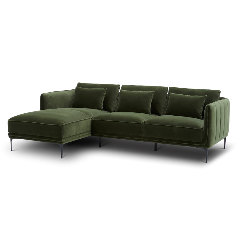 Rae 2-Piece Upholstered Sectional with Chaise, Military Green, Left Hand Facing