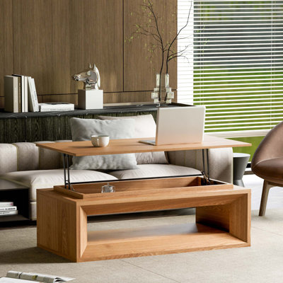 Lift-Top Coffee Table with Hidden Storage and Adjustable Height