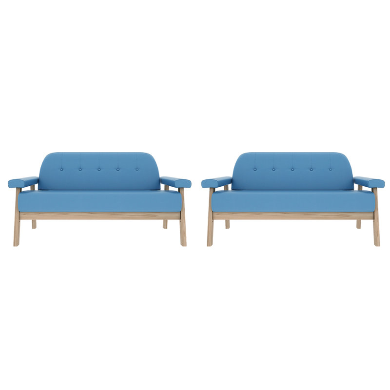 Banc rembourré en similicuir Simple Fashion, Similicuir bleu