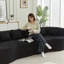 Canapé modulaire incurvé surdimensionné, canapé surdimensionné sans os moderne de 111,5 pouces avec 6 coussins et assise profonde, canapé en chenille de luxe en mousse à mémoire de forme à quatre places, noir-129424757-129424754-129424749