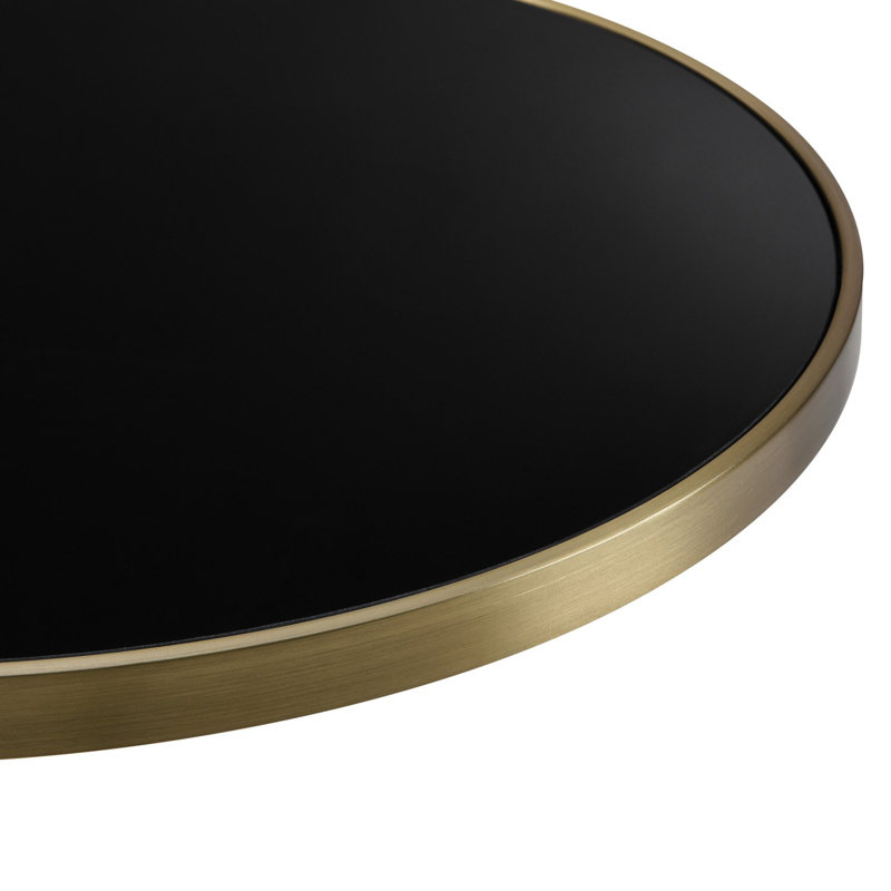 Midas Glass Tray Top End Table, Black Top/Black Marquina Base