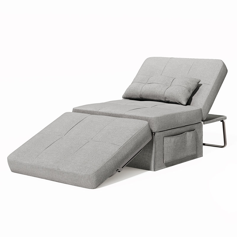 Canapé-lit pliant 4-en-1 avec dossier réglable et coussins, H 44 po x l 34 po x P 71 po, Gris clair