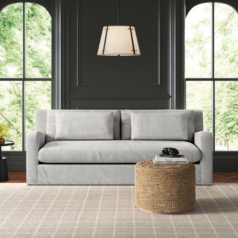 Nessa 93" Slipcovered Sofa, Frost Gray Linen Blend