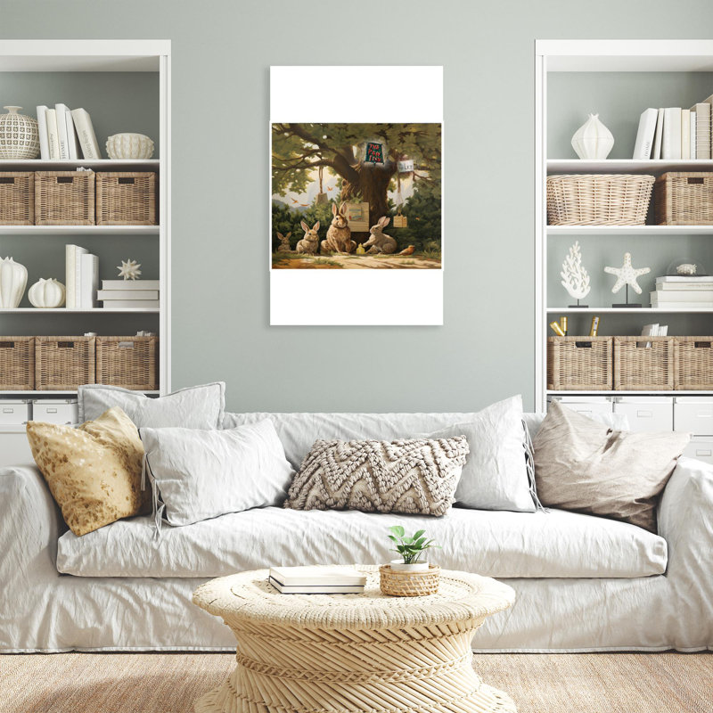 Lapins - 1 pièce, impression sur rectangle sur toile de lapin, H 36 po x l 24 po x P 1,25 po