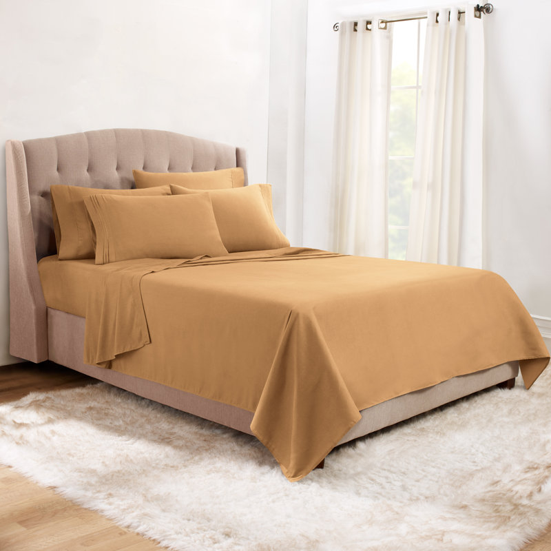 Microfiber Sheet Set, Twin Sheet Set + 1 Fitted Sheet + 3 Pillowcases, Mocha