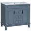 Meuble-lavabo de salle de bain 36 po - Bleu, conception fonctionnelle, armoire spacieuse, 2 tiroirs, portes