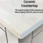 Meuble-lavabo double 96 po Blanc, comptoir en céramique, armoires latérales, 28 miroirs, robinet - dessus durable et résistant aux chocs