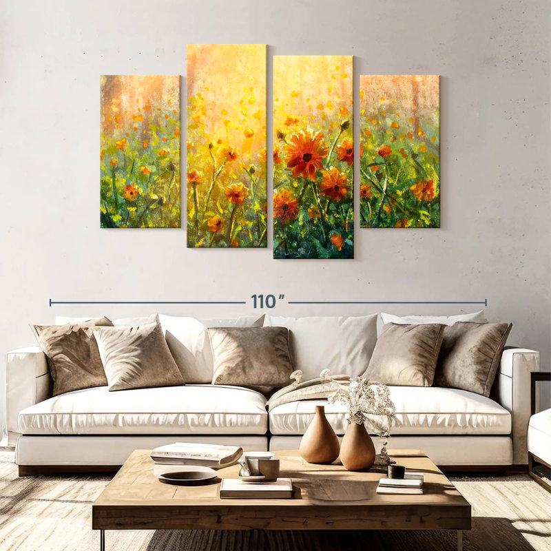 Alvord fleurs au soleil, H 54 po x l 84 po
