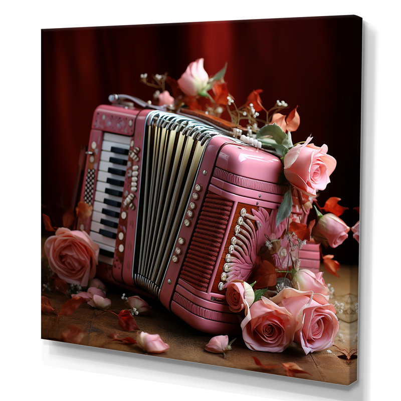 «Music Accordion Amore Romantic Rose», reproduction sur toile, Toile tendue, H 16 po x l 16 po