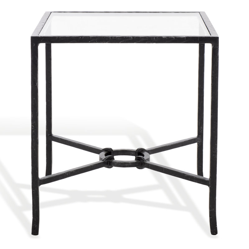 Table d'appoint carrée en métal forgé Tauri, Noir