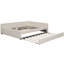 Lit plateforme tapissier avec USB et lit gigogne en T, beige-1627011920