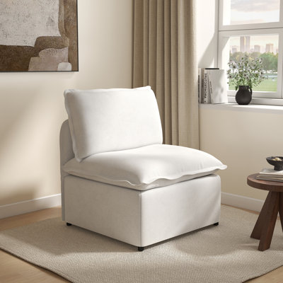 Modular Armless Accent Chair, Single Middle Seat With Lightweight Iron Frame & Slipcover