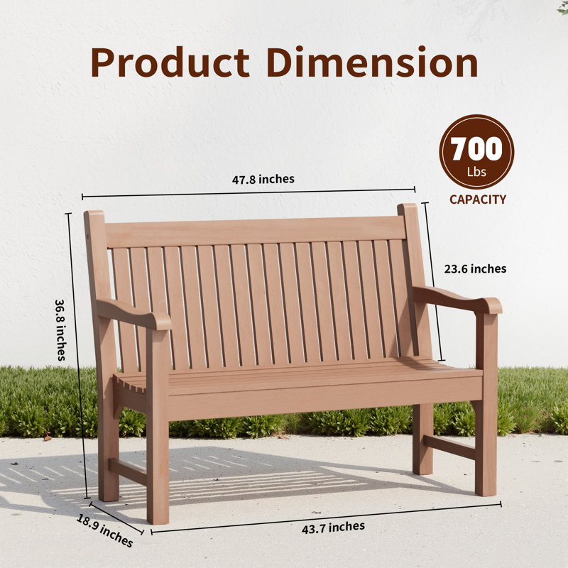 Banc d'extérieur toutes saisons - Mobilier de jardin en poly, Teck