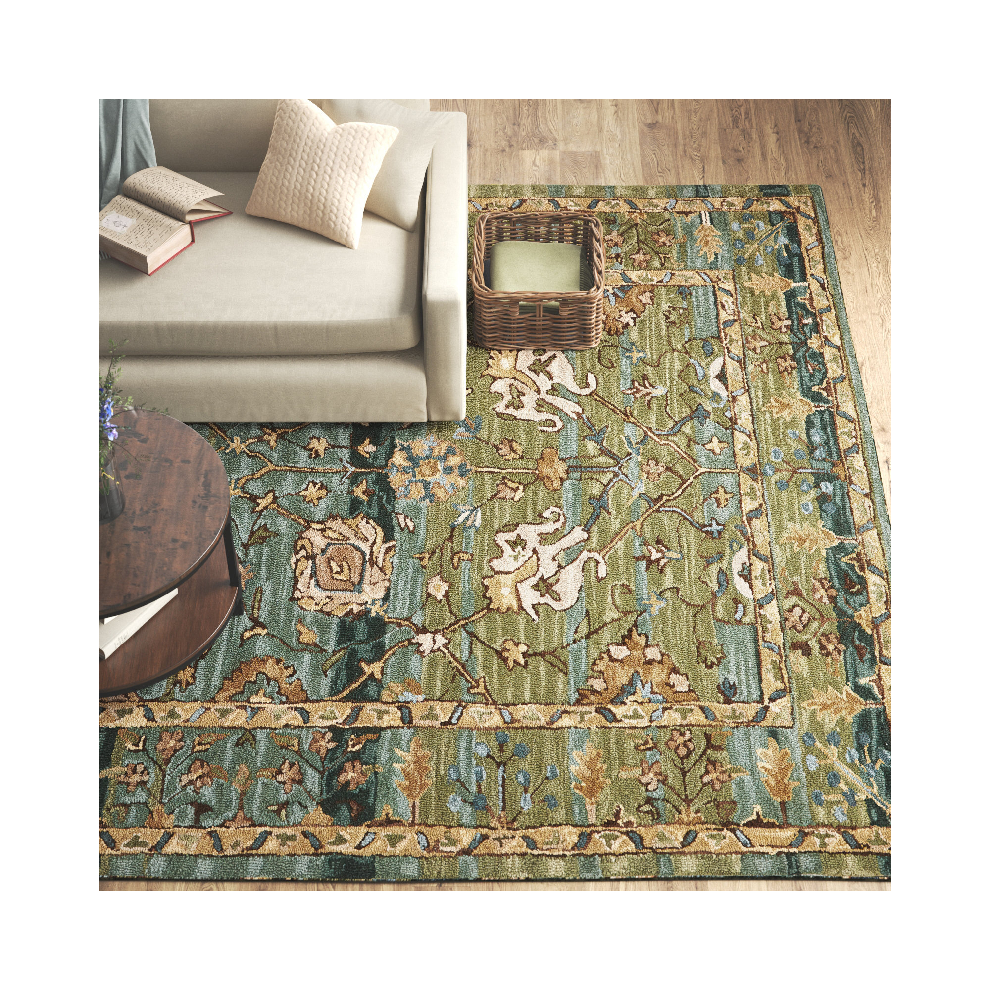 Corla Hand Tufted Wool Rug, Rectangle 5' x 8'
