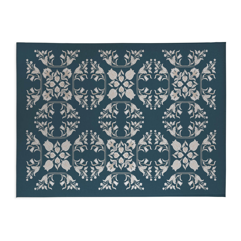 Tapis de cuisine à profil bas Rumi, Sarcelle, Rectangulaire 2 pi x 3 pi