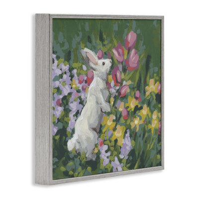 Bunny in Garden Impression Framed Giclee, design by June Erica Vess