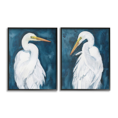 "Elegant Egrets On Blue" par Grace Popp, 2 pièces sur toile