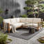 Ensemble de canapé modulaire d'extérieur en bois d'acacia 5 places avec coussins résistants à l'eau pour le patio, le jardin ou la cour
