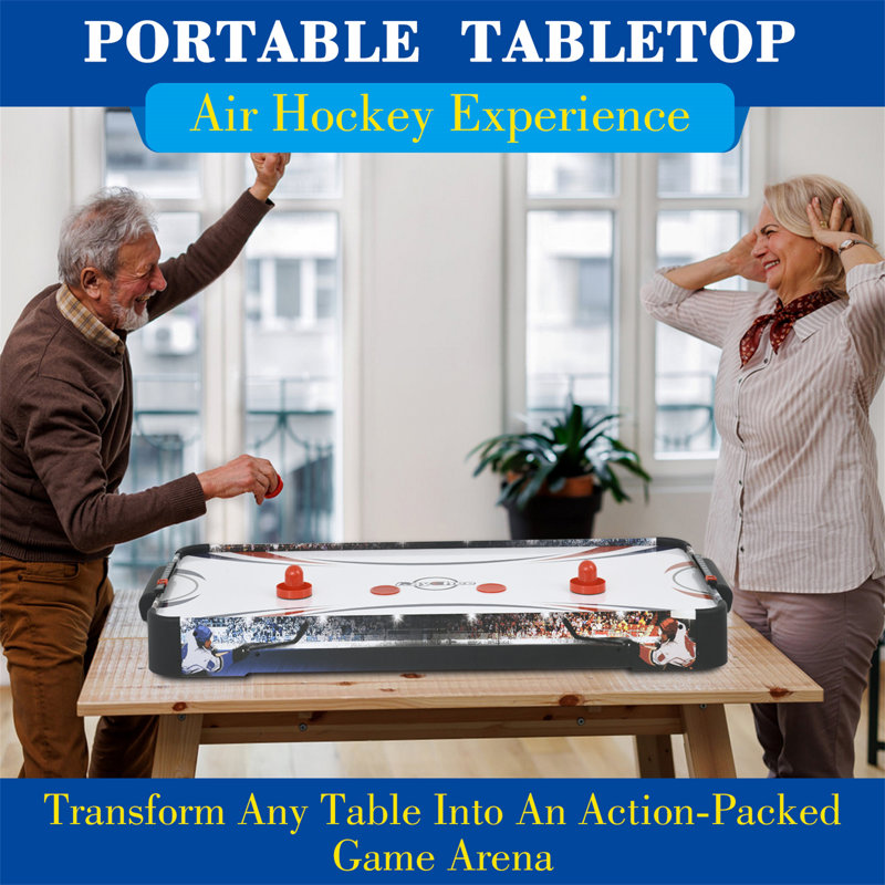 RayChee 40" Portable Tabletop Air Hockey Game with Red Pushers and Pucks