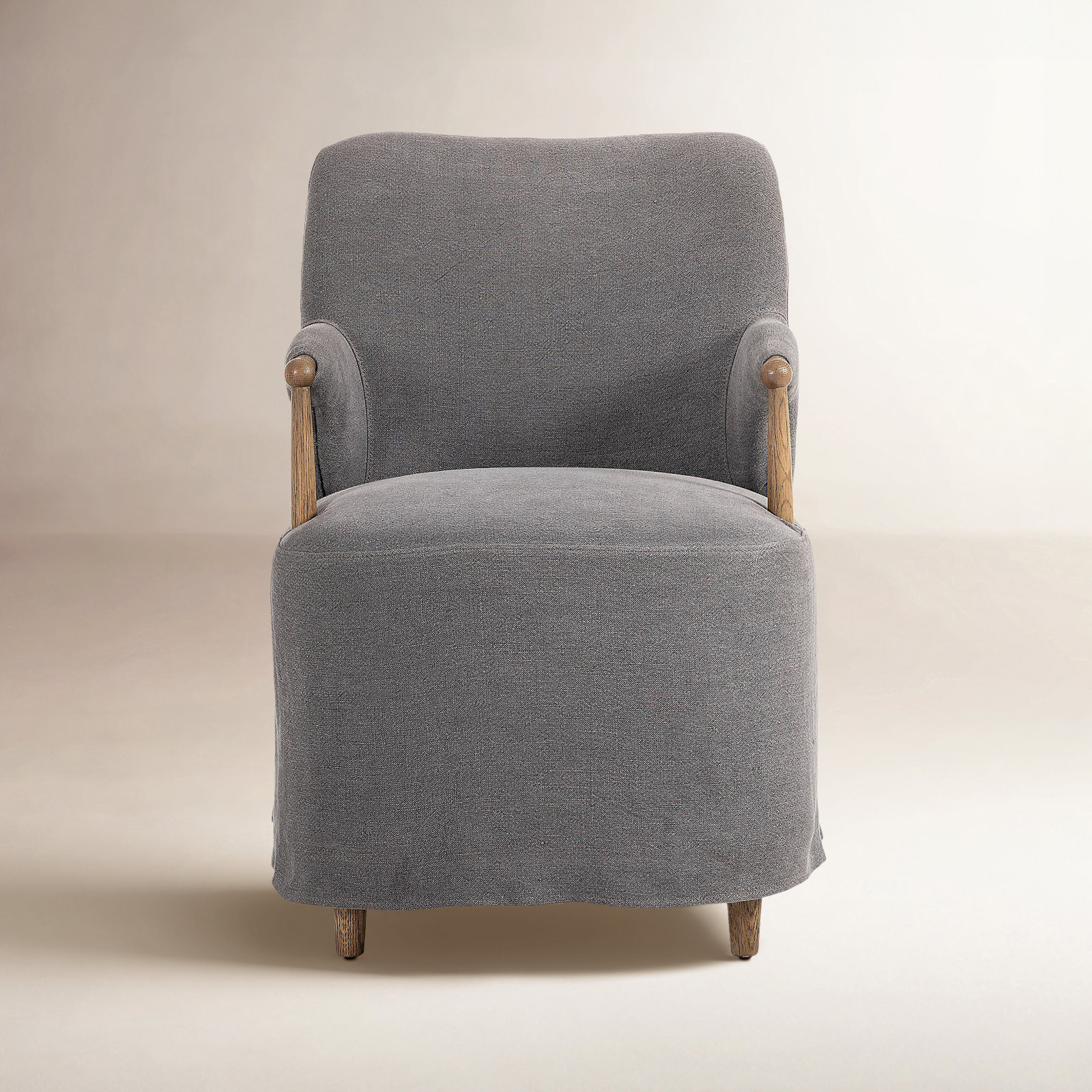 Brently Linen Oak Armchair, Broadway Denim