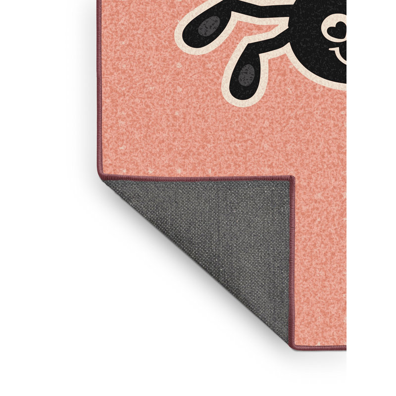 Tapis rose doux et moelleux à motif abstrait moderne et contemporain Fiqueroa, 5x7