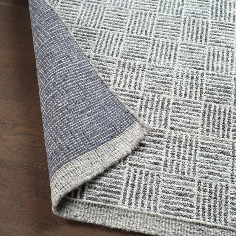 Jaipur Living Mugler RIZ05 Handknotted Geometric Ivory and Gray Area Rug (10'x14'), Rectangle 5' x 8'