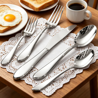 40-Piece Silverware Set for 8, 18/10 Premium Stainless Steel Flatware Set with Mirror-Polished Finish, Dishwasher Safe Cutlery Set for Home, Restaurant, Wedding, and Party Use