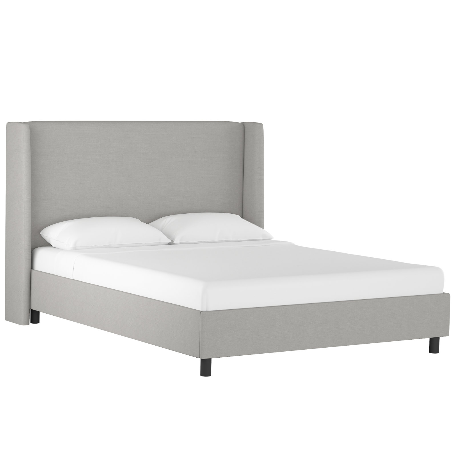 Tilly Upholstered Low Profile Platform Bed, Linen Gray, California King