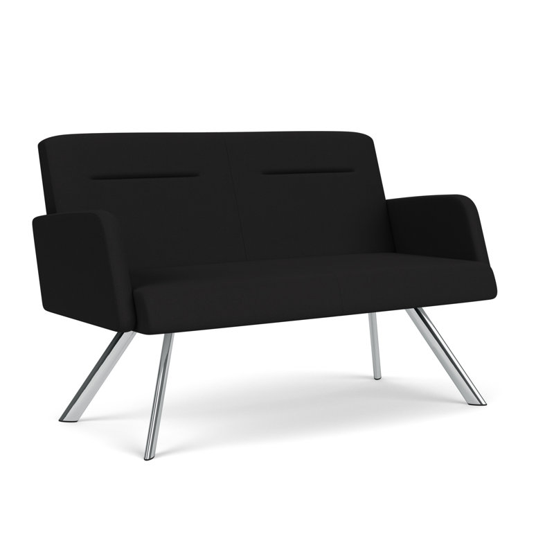 Causeuse Willow, Chrome, Noir Visite Libre - tissu uni