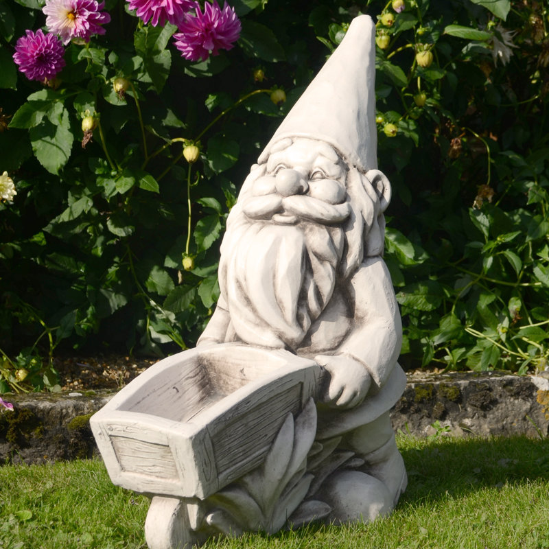 WHEELBARROW GNOME 60cm Antique Stone Effect