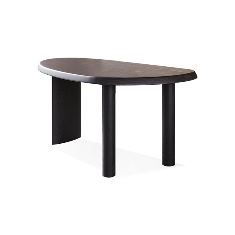 Bureaux ovales noirs en bois massif, H 29,53 po x l 55,12 po x P 27,56 po