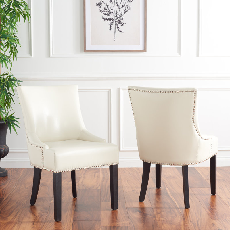 Chaise d'appoint rembourrée Danillie, Similicuir crème