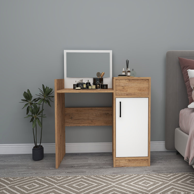 Altoria Dressing Table with Mirror, Atlantic Pine/White