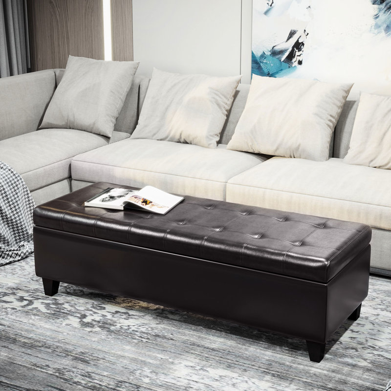 Banc de rangement brun foncé, commode surélevée pour le salon, vestibule, avec banc intérieur spacieux, espace intérieur, pièce et vestibule