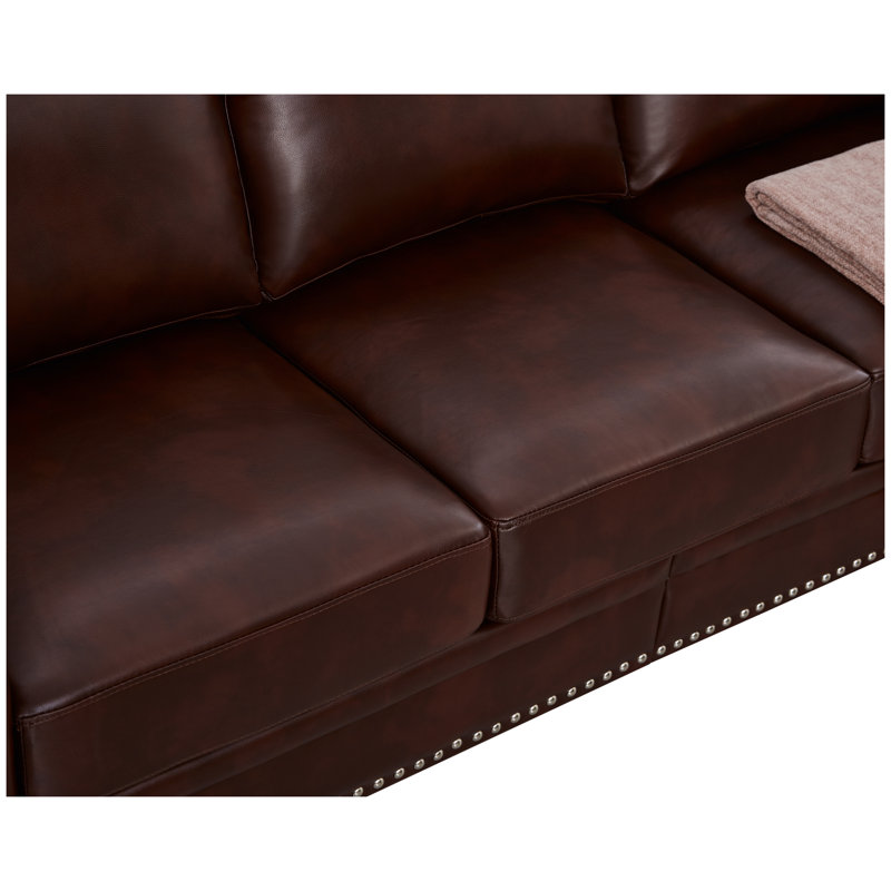 Ensemble de canapé modulaire en cuir de polyuréthane bourgogne avec rangement, mobilier de salon 5 places avec structure en bois massif et métal