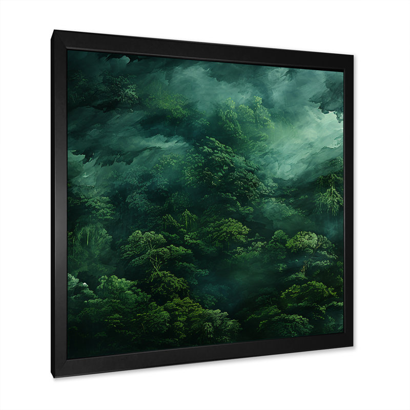 Rainforest Jungle Landscape 2 - Jungle, art mural, H 30 po x l 30 po x P 1,5 po, Cadre simple noir