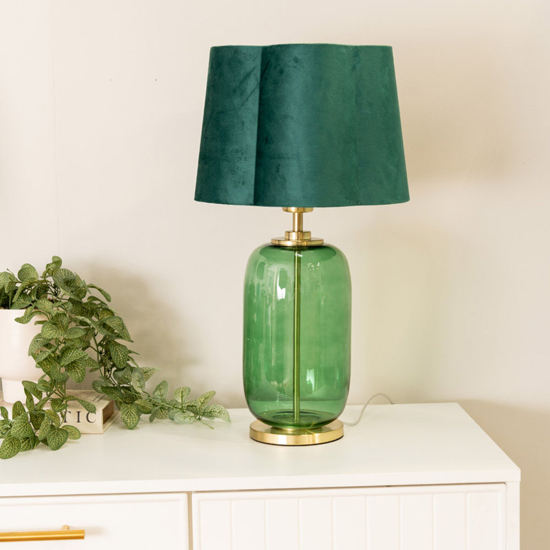 Sebrina Glass Table Lamp, Green, No