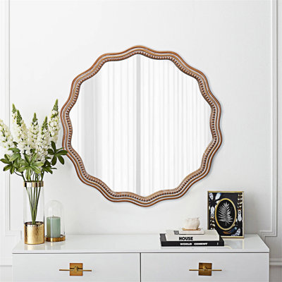Miroir mural rond en bois