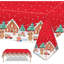 2PCS Christmas Tablecloth,137*274cm Large Red Gingerbread Man Xmas Party Table Cover,Disposable Rectangle Christmas Plastic Table Cloth for Christmas Party,Winter Holiday,Christmas Table Decorations
