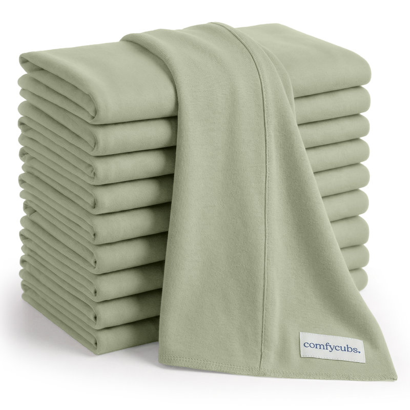 Cotton Burp Cloths 100% Cotton Bath Towels, Sage