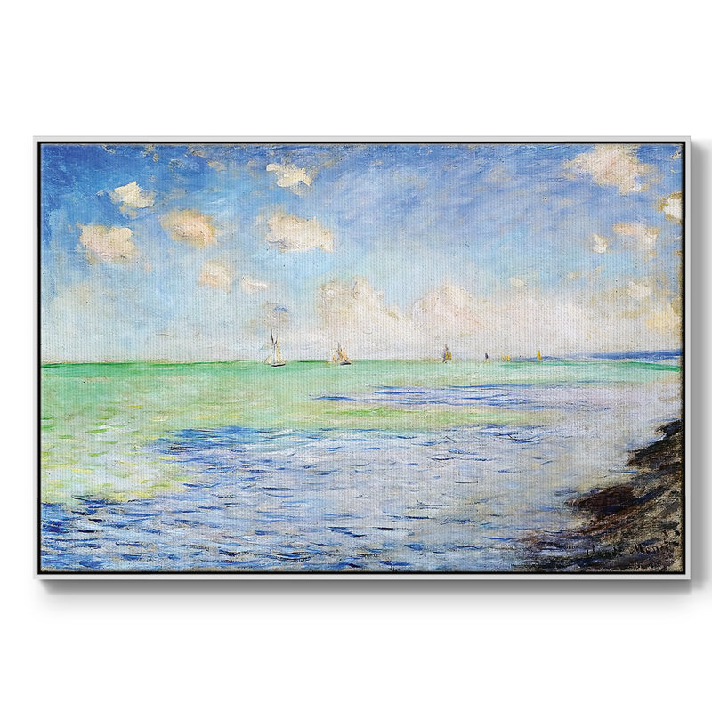 The Sea At Pourville, 1882, reproduction d'art sur toile, H 25 po x l 37 po x P 2 po, Blanc