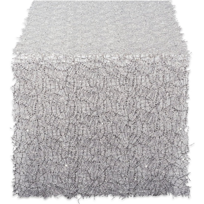 Chemin de table - argent - rouleau de paillettes, décoration de table scintillante